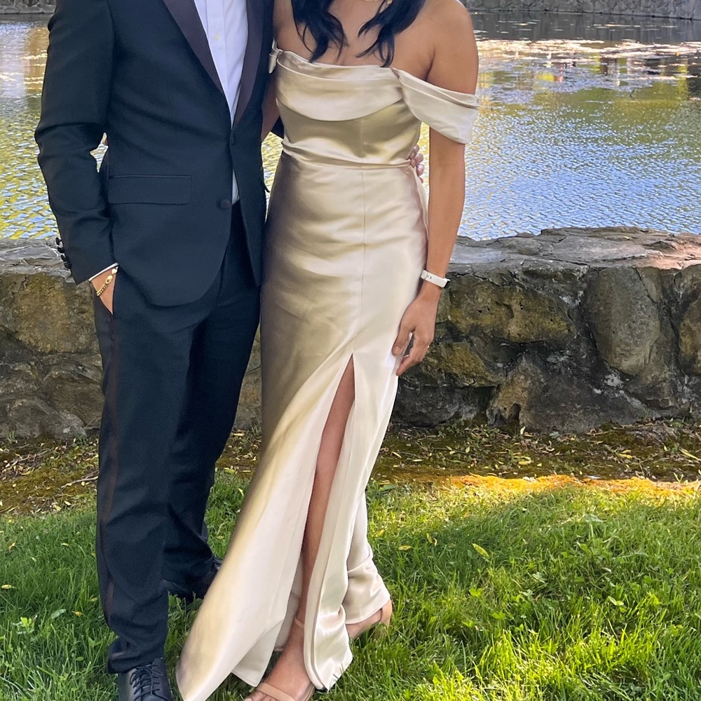 Birdy Grey Champagne Floor Length Silk Dress